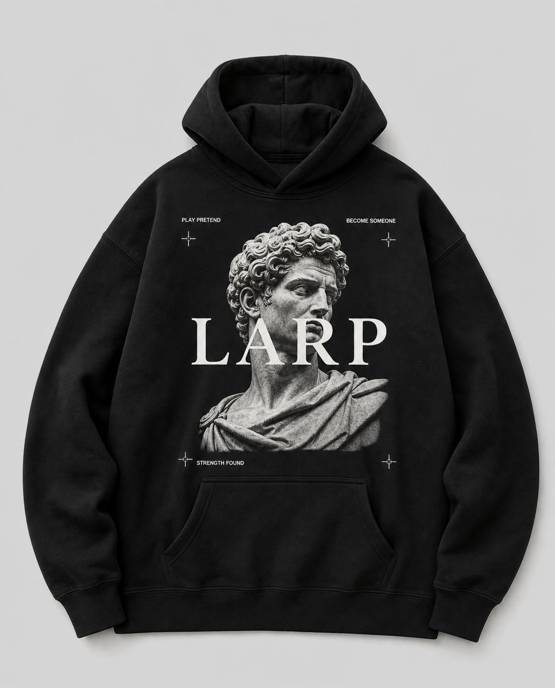 LARP Statue Hoodie Black White