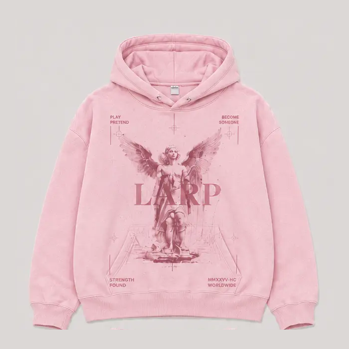 LARP Angel Hoodie Pink front