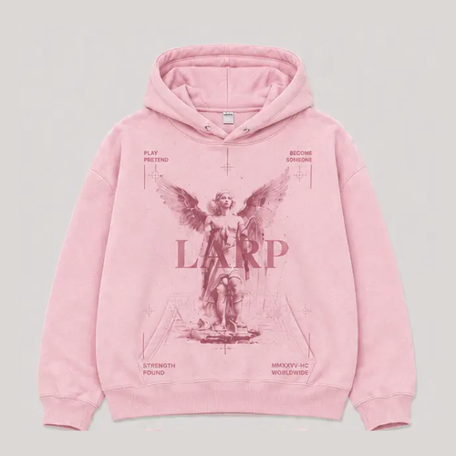 LARP Angel Hoodie Pink front