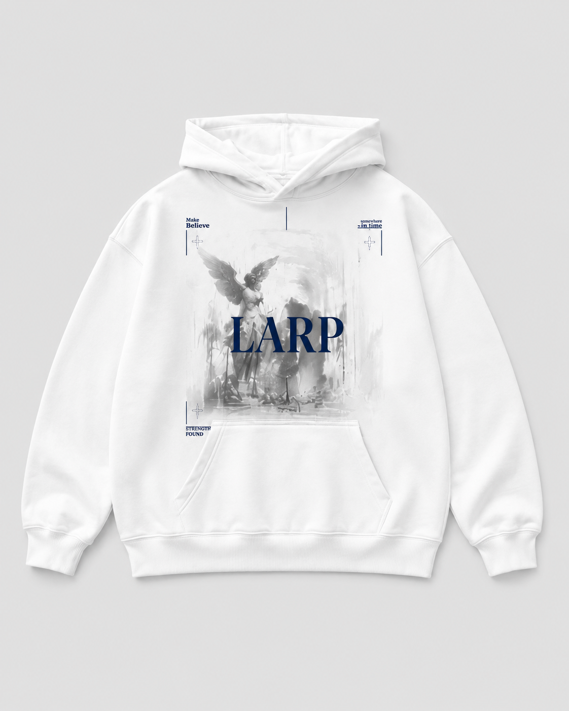 LARP Angel Hoodie White Navy front