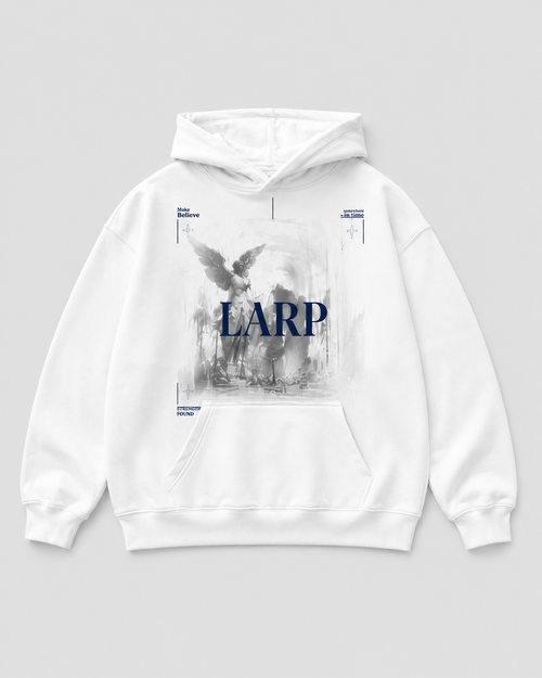 LARP Angel Hoodie White Navy front