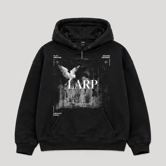 LARP Angel Hoodie Black White