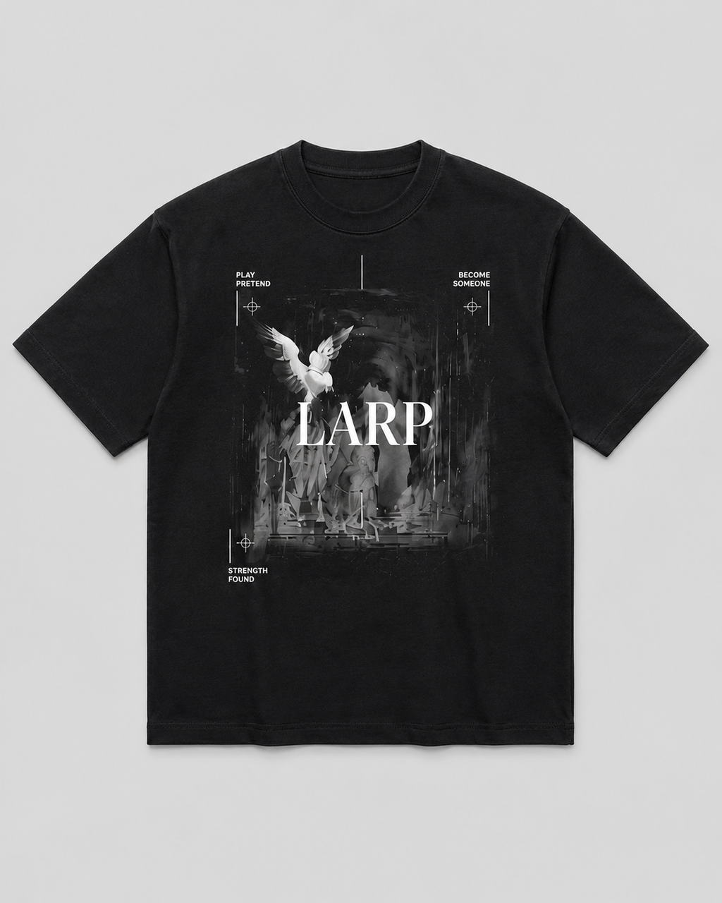 LARP Angel Tee Black White front