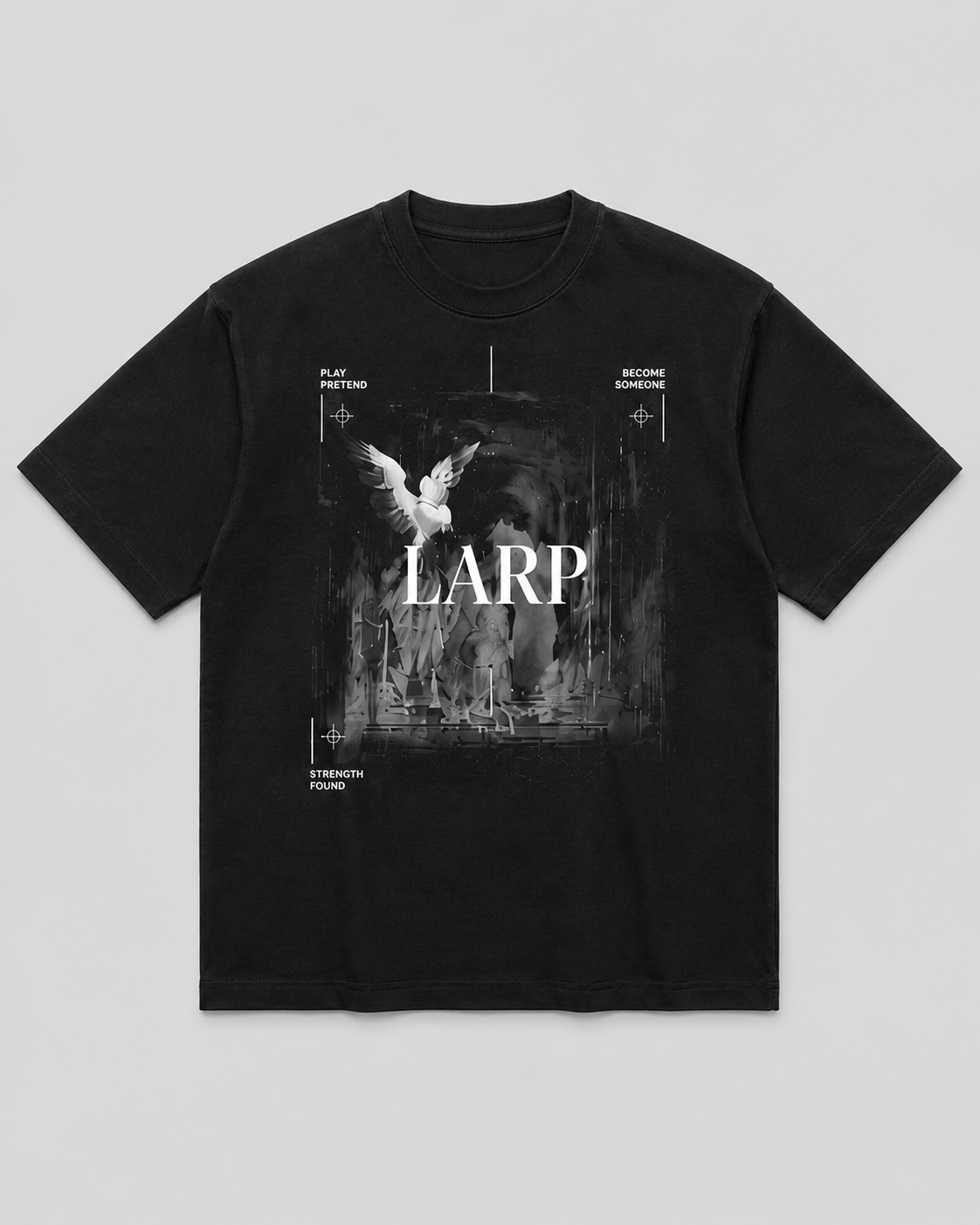 LARP Angel Tee Black White front